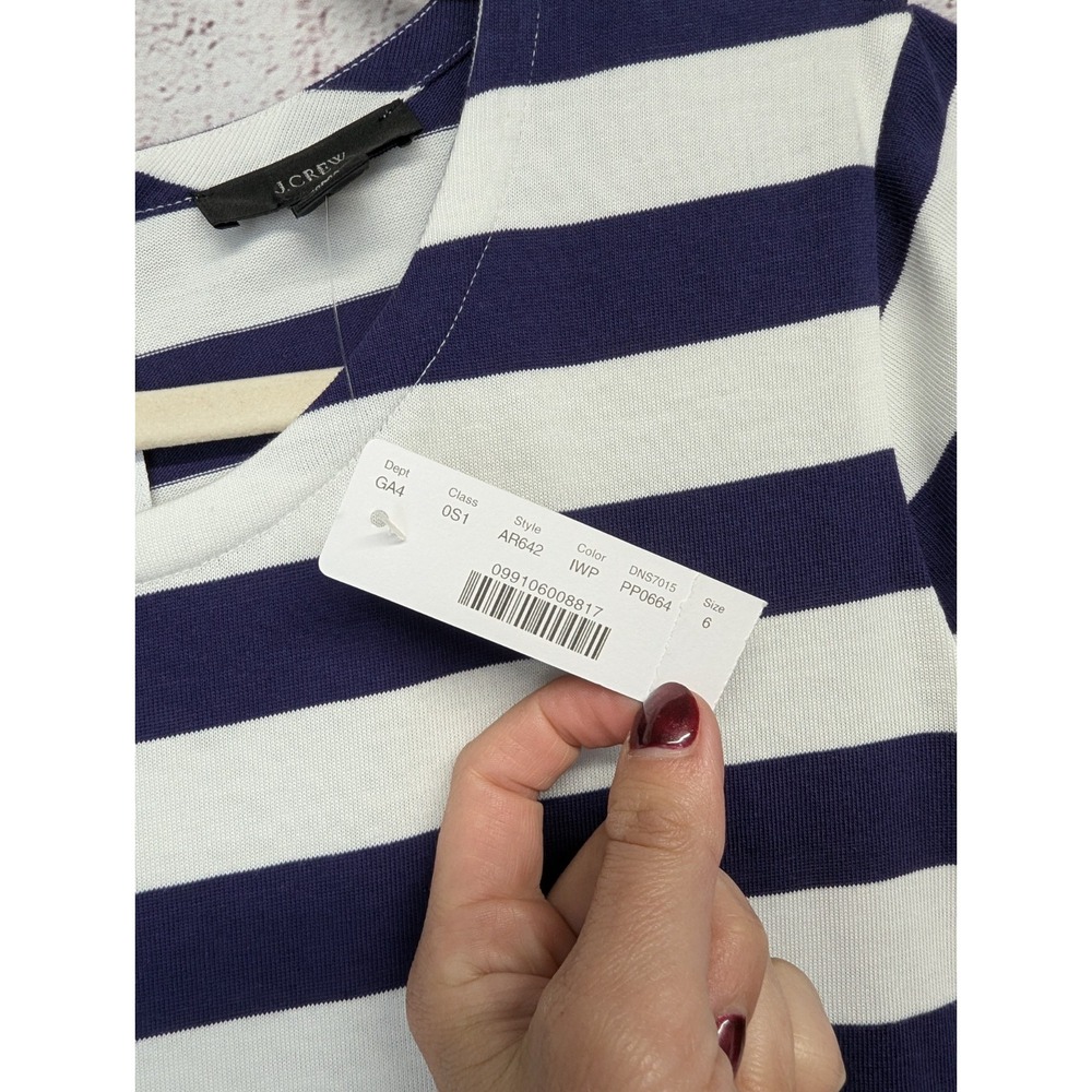 J. Crew‎ Rugby Striped Midi Maxi Cotton Dress W Pockets Sz 6 NWT - Picture 4 of 10